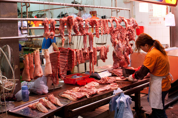 Fleischstand in Hongkong