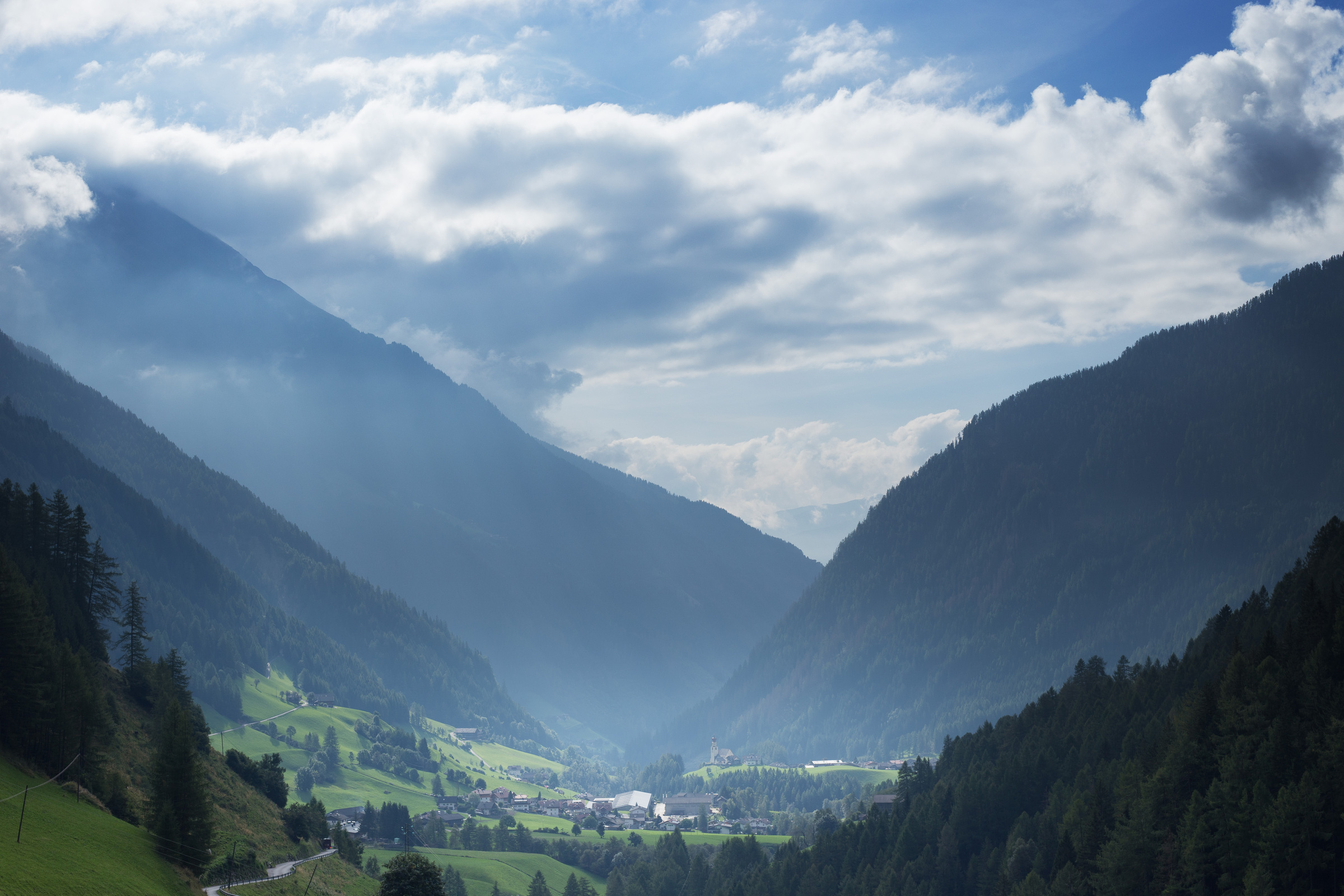 Sonnenstrahlen im Pfunderer Tal
