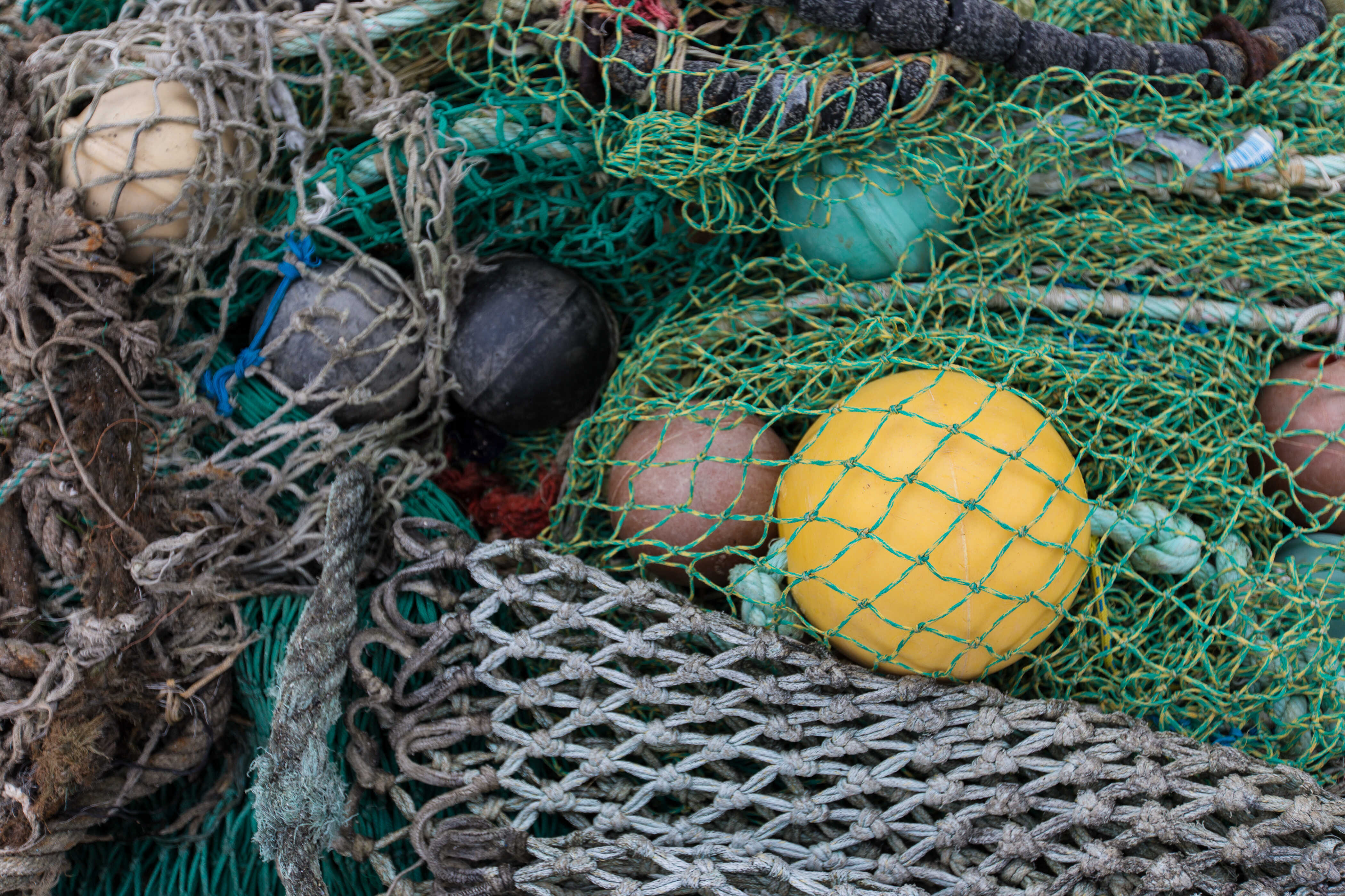 Nahaufnahme von Fischernetzen