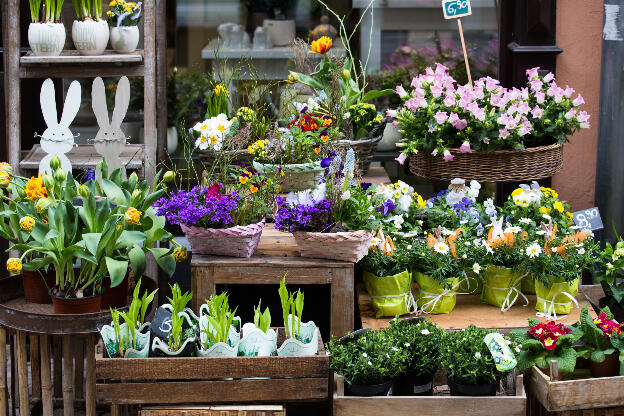 Marktstand mit Blumen